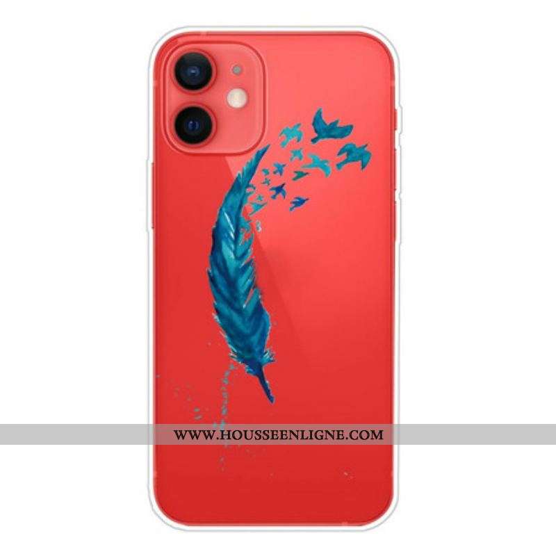 Coque iPhone 13 Mini Belle Plume Bleue