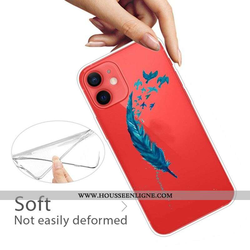 Coque iPhone 13 Mini Belle Plume Bleue