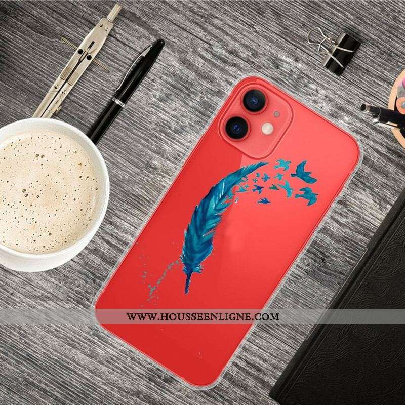 Coque iPhone 13 Mini Belle Plume Bleue