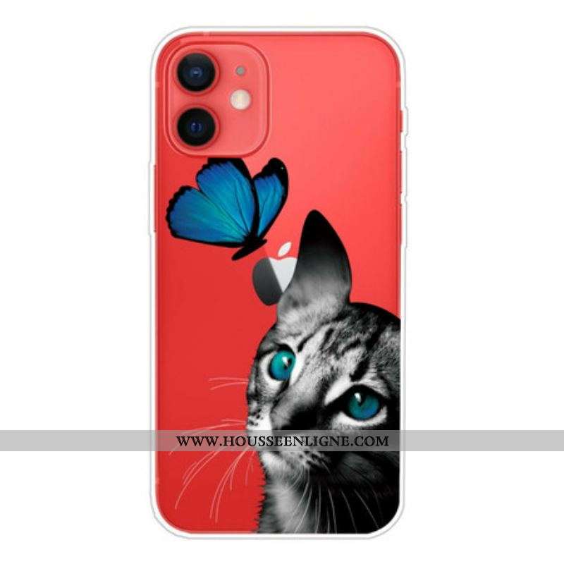 Coque iPhone 13 Mini Chat et Papillon