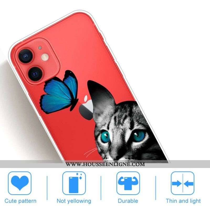 Coque iPhone 13 Mini Chat et Papillon