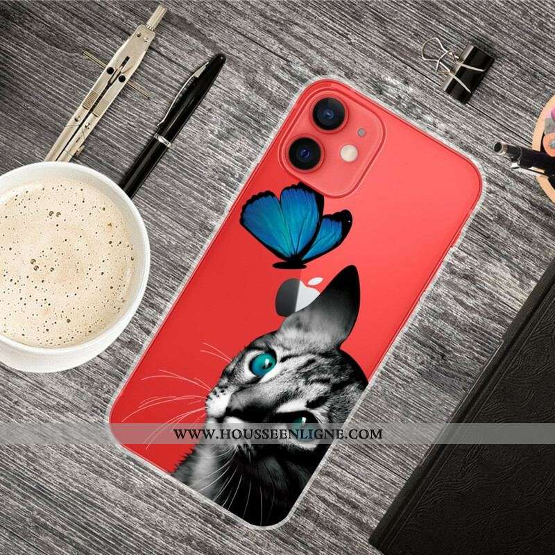 Coque iPhone 13 Mini Chat et Papillon