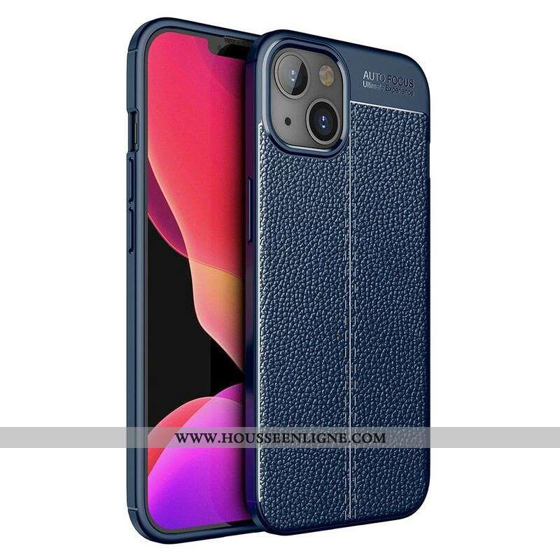 Coque iPhone 13 Mini Effet Cuir Litchi Double Line