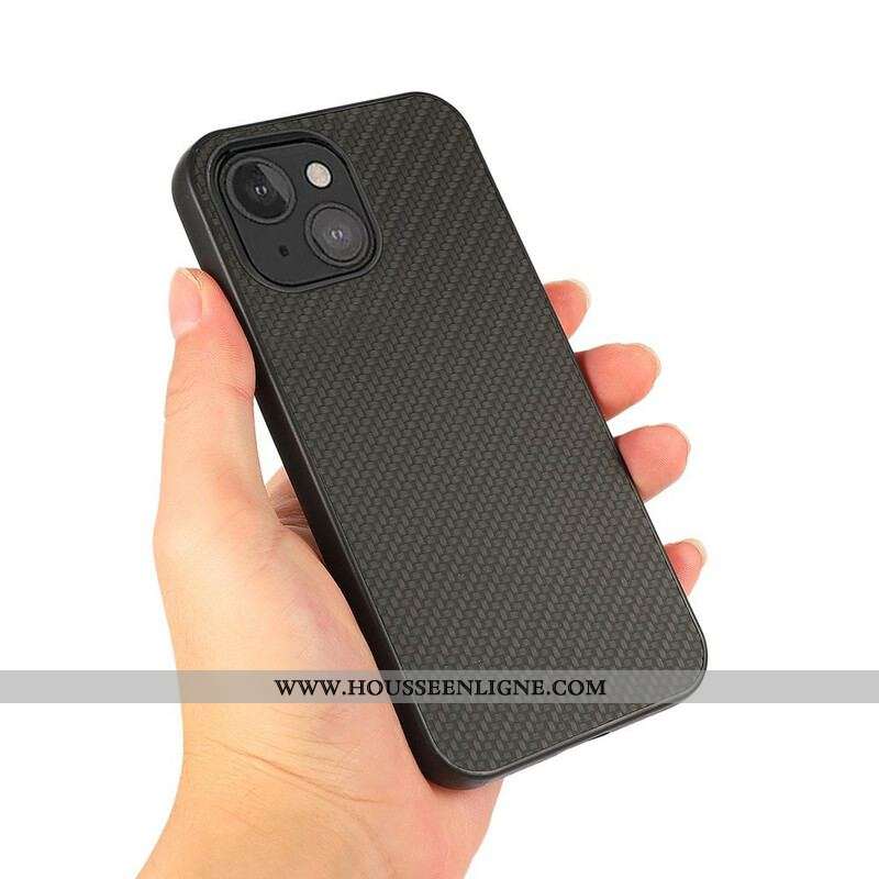 Coque iPhone 13 Mini Effet Cuir Texture Fibre Carbone