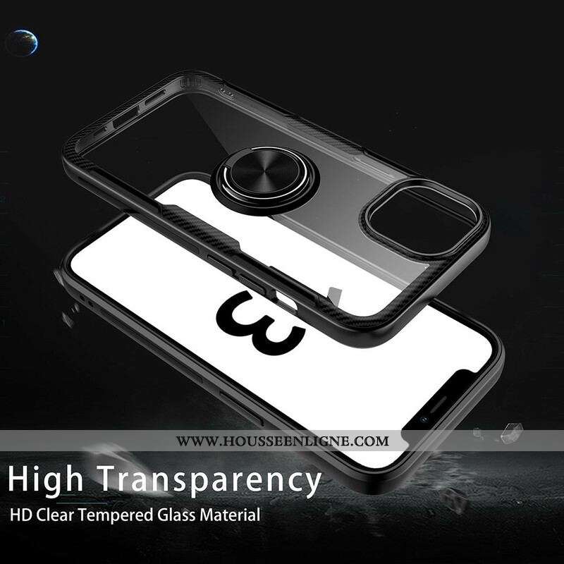 Coque iPhone 13 Mini Fibre Carbone Anneau Métallique
