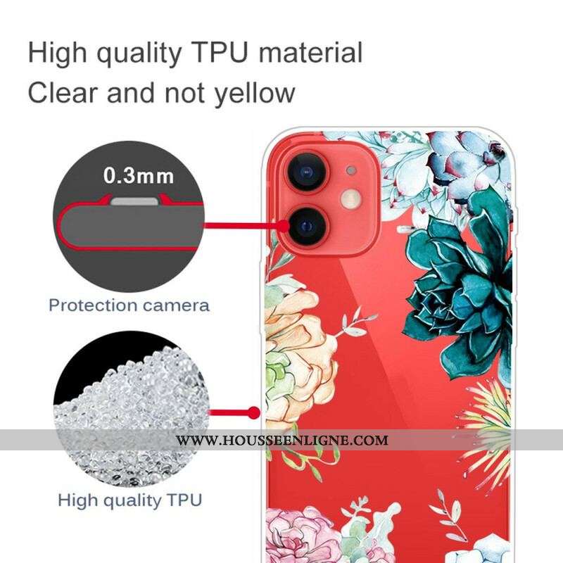 Coque iPhone 13 Mini Fleurs Aquarelle