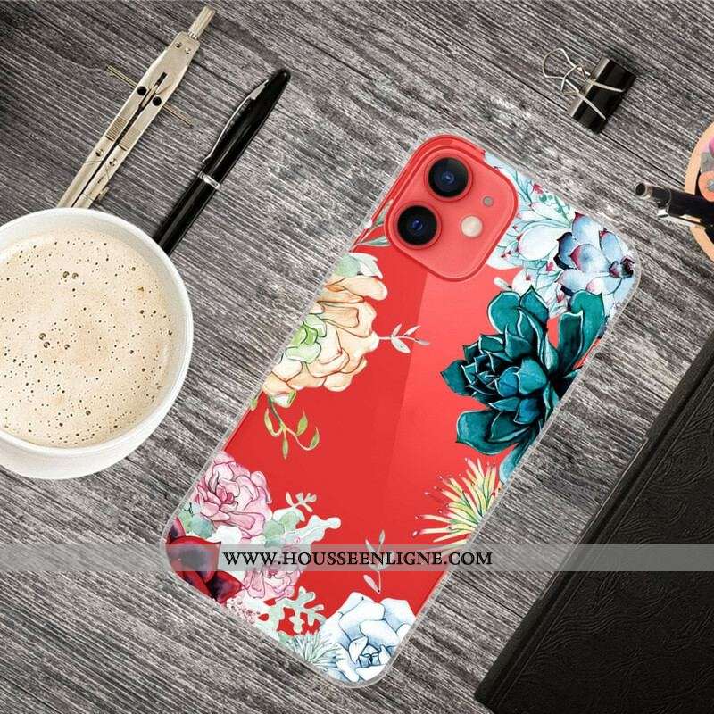 Coque iPhone 13 Mini Fleurs Aquarelle