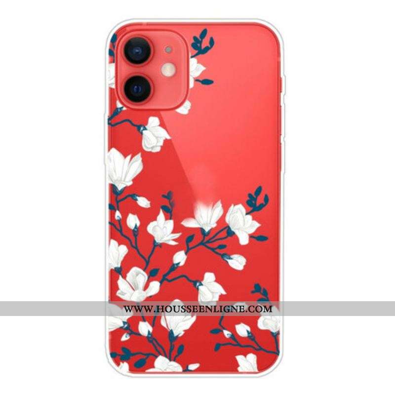 Coque iPhone 13 Mini Fleurs Blanches