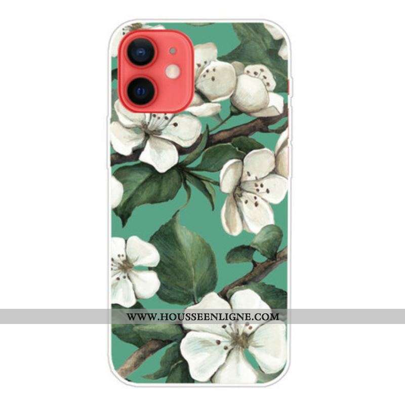 Coque iPhone 13 Mini Fleurs Blanches Peintes