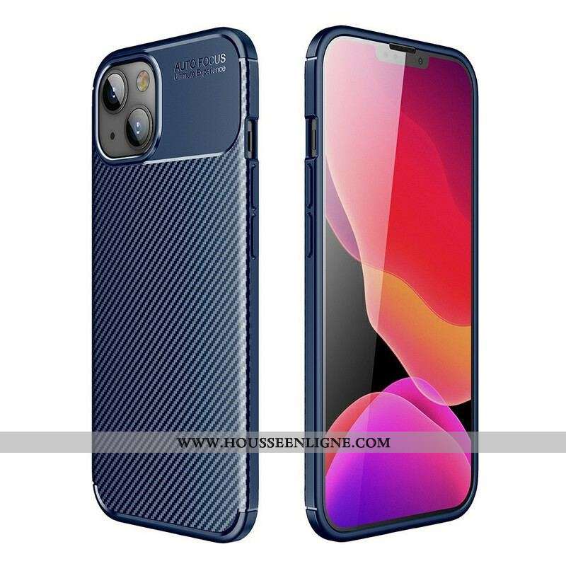 Coque iPhone 13 Mini Flexible Texture Fibre Carbone