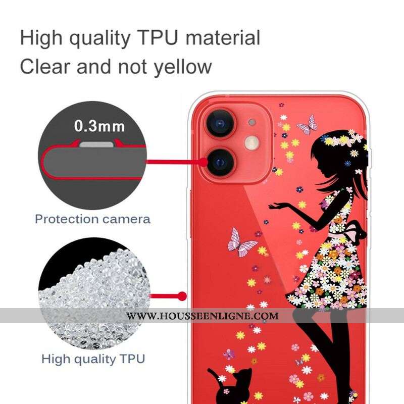 Coque iPhone 13 Mini Jeune Fille Fleurie