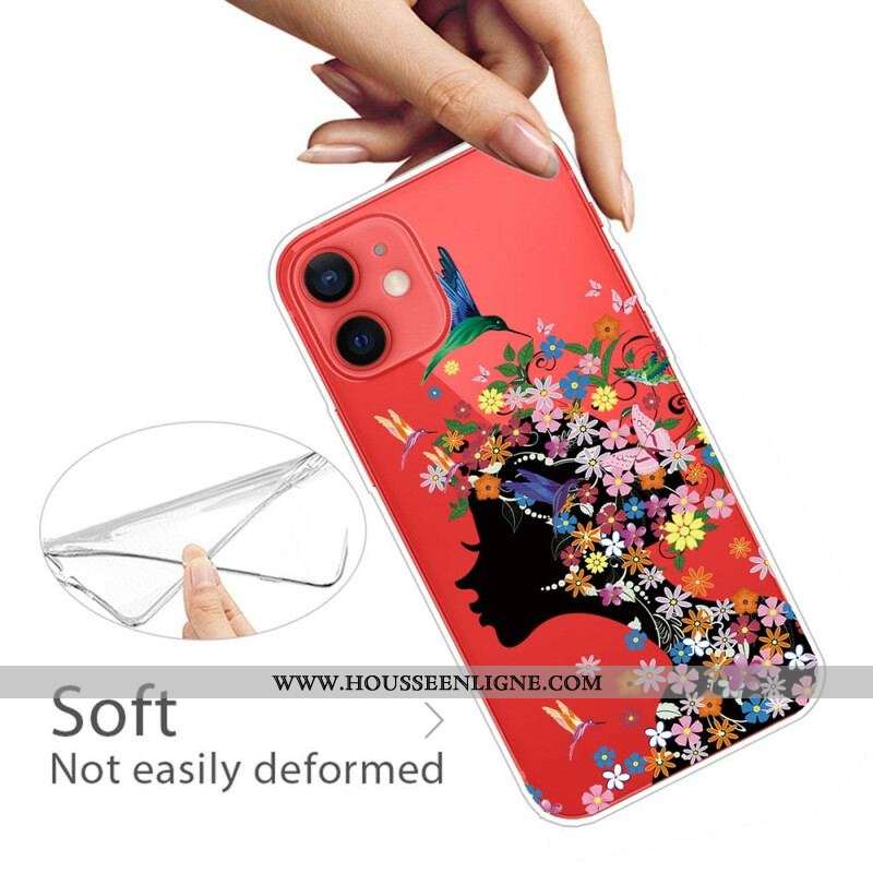 Coque iPhone 13 Mini Jolie Tête Fleurie