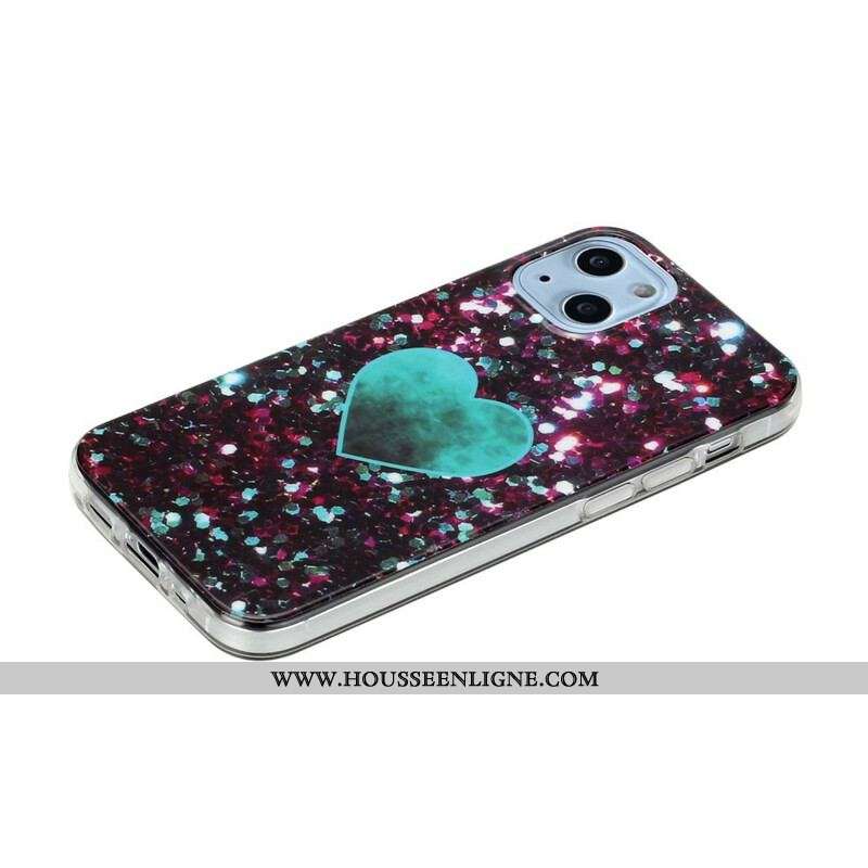 Coque iPhone 13 Mini Marbre Paillettes