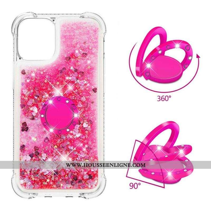 Coque iPhone 13 Mini Paillettes avec Anneau-Support