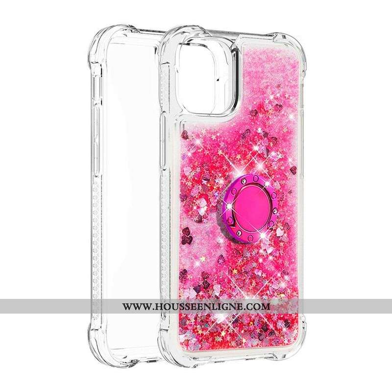 Coque iPhone 13 Mini Paillettes avec Anneau-Support
