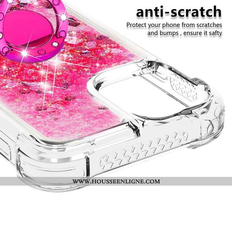 Coque iPhone 13 Mini Paillettes avec Anneau-Support