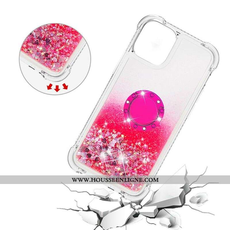 Coque iPhone 13 Mini Paillettes avec Anneau-Support