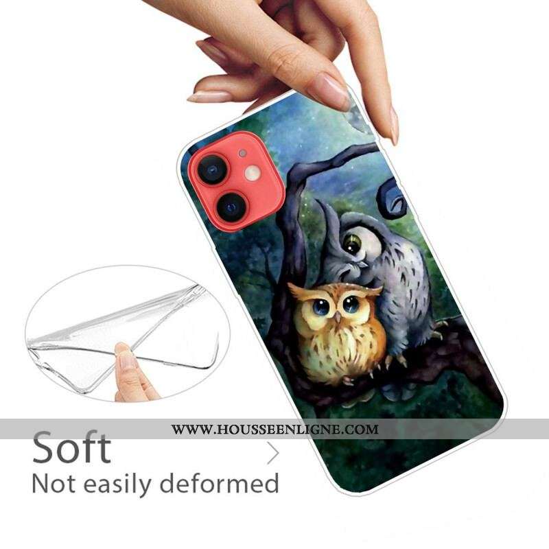 Coque iPhone 13 Mini Peinture Hiboux
