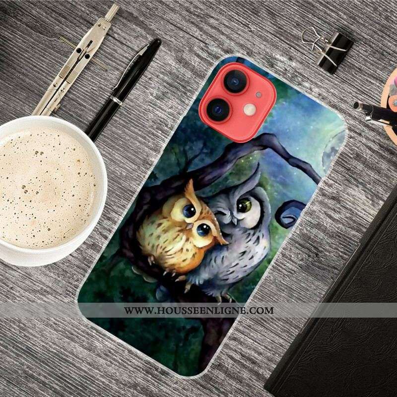 Coque iPhone 13 Mini Peinture Hiboux