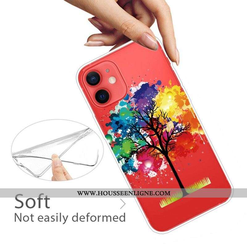 Coque iPhone 13 Mini Transparente Arbre Aquarelle
