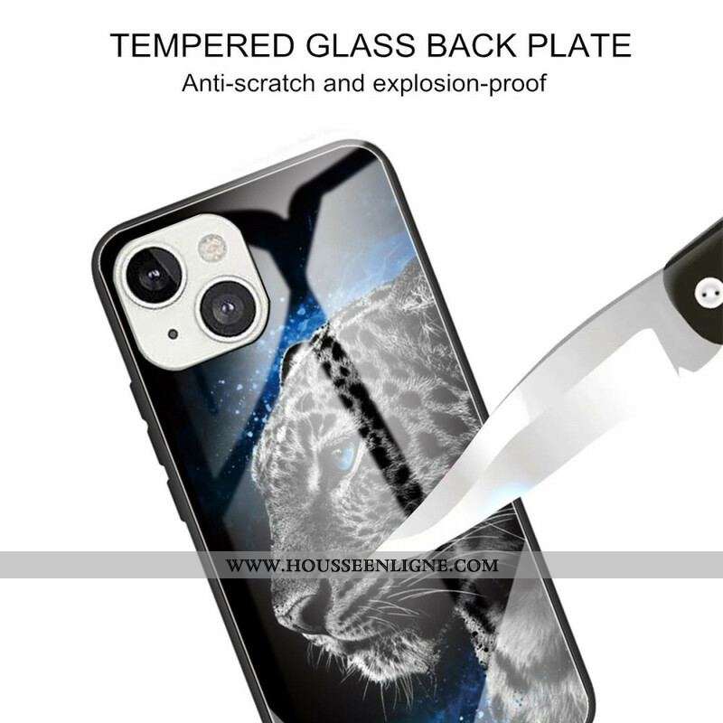 Coque iPhone 13 Mini Verre Trempé Face de Félin