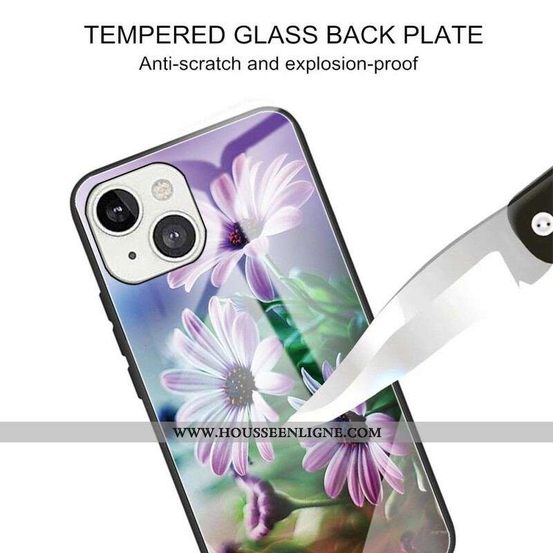 Coque iPhone 13 Mini Verre Trempé Fleurs Réalistes
