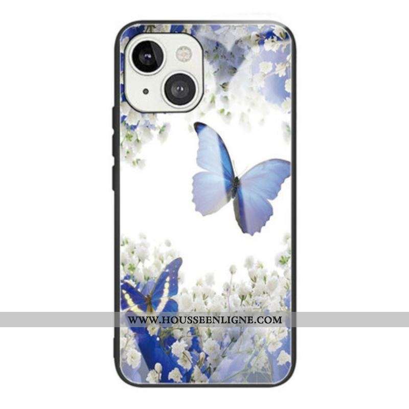 Coque iPhone 13 Mini Verre Trempé Papillons Design