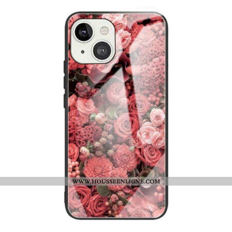 Coque iPhone 13 Mini Verre trempé Fleurs Roses