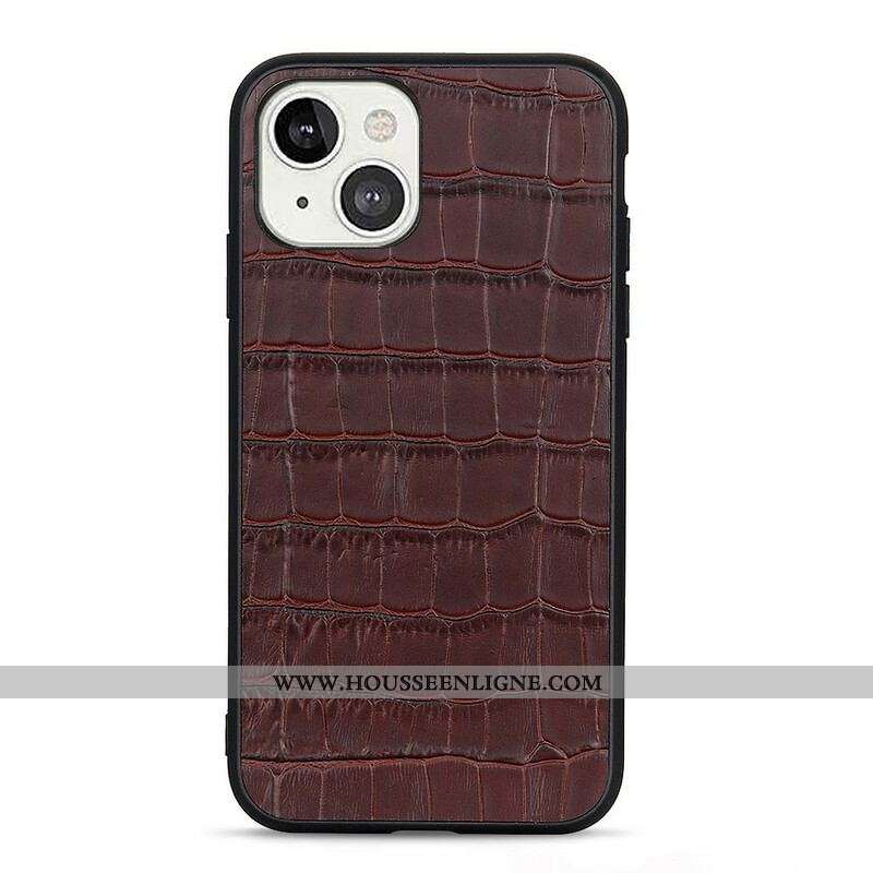 Coque iPhone 13 Mini Véritable Cuir Texture Crocodile