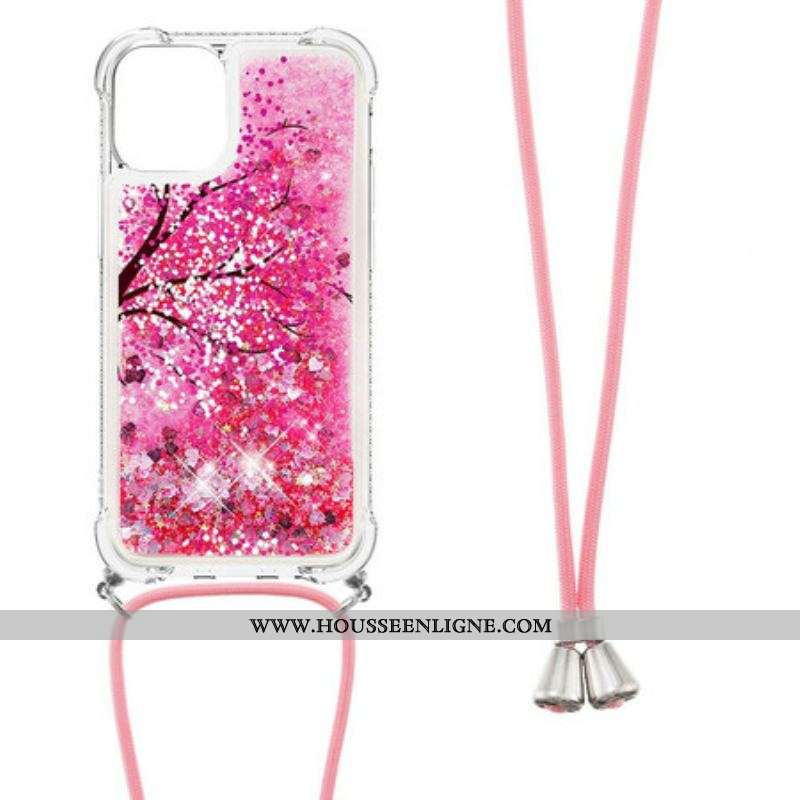 Coque iPhone 13 Mini à Cordon Paillettes Arbre