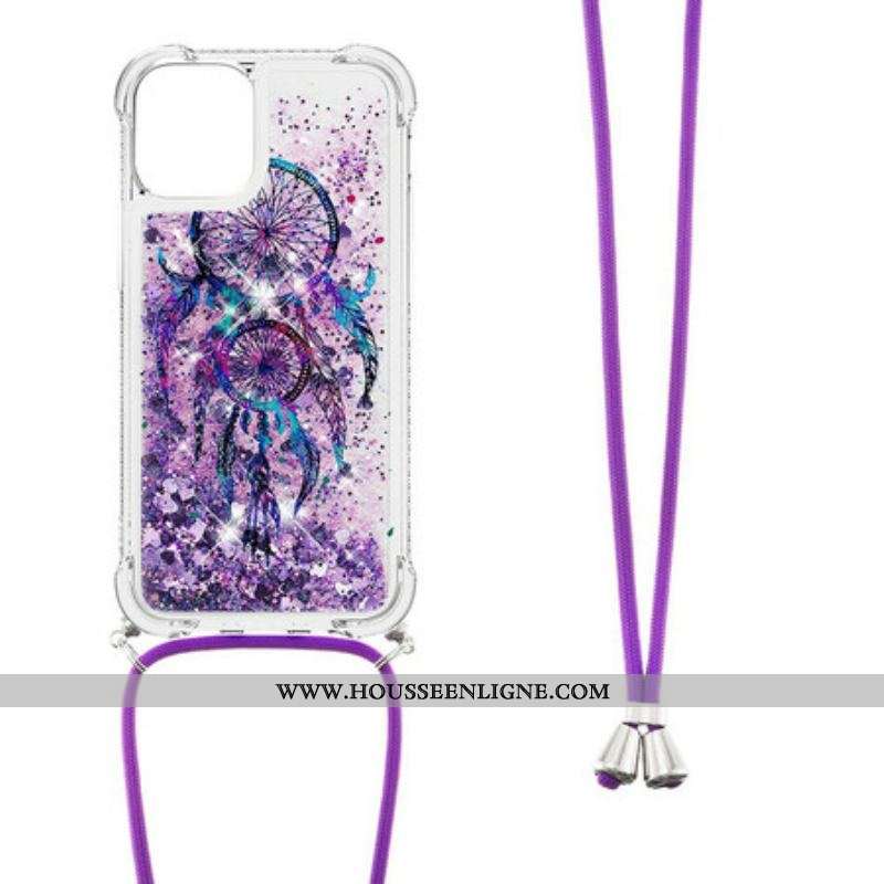 Coque iPhone 13 Mini à Cordon Paillettes Attrape Rêves