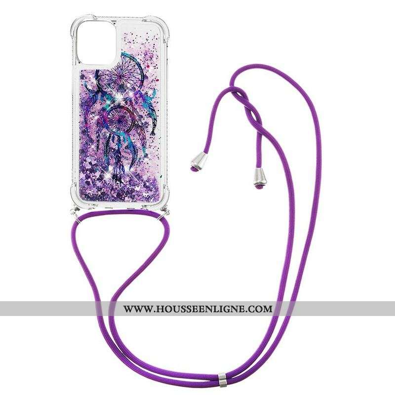 Coque iPhone 13 Mini à Cordon Paillettes Attrape Rêves
