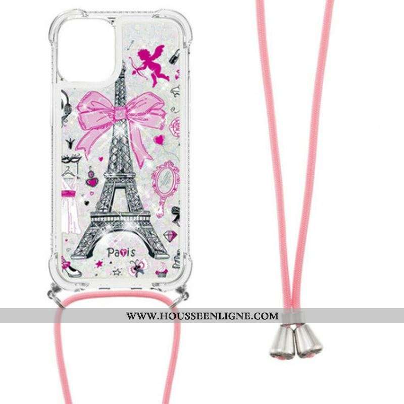 Coque iPhone 13 Mini à Cordon Tour Eiffel