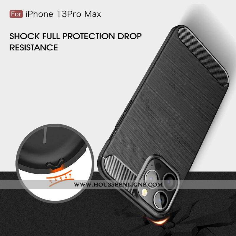 Coque iPhone 13 Po Max Fibre Carbone Brossée