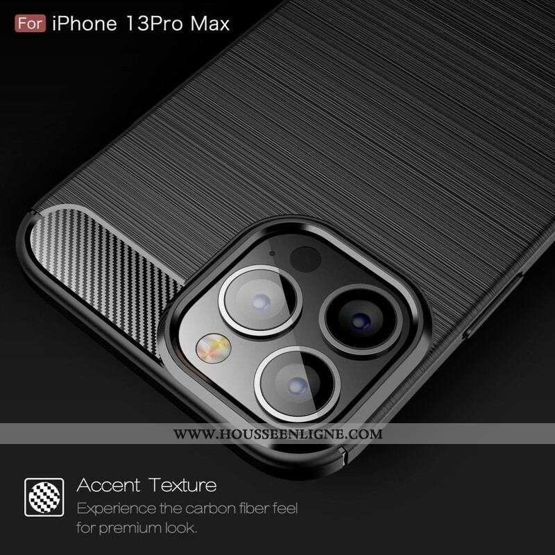 Coque iPhone 13 Po Max Fibre Carbone Brossée