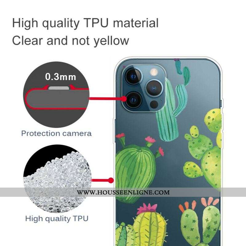 Coque iPhone 13 Pro Cactus Aquarelle