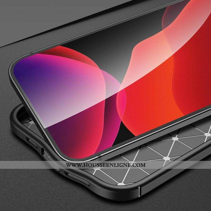Coque iPhone 13 Pro Effet Cuir Litchi Double Line