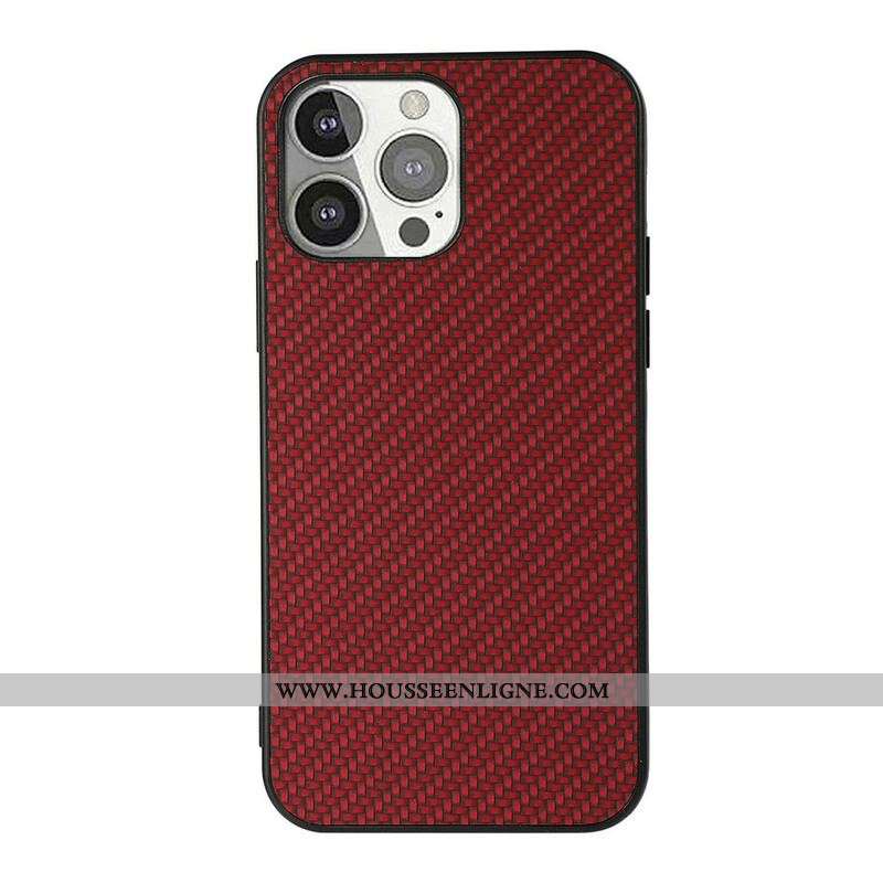 Coque iPhone 13 Pro Effet Cuir Texture Fibre Carbone