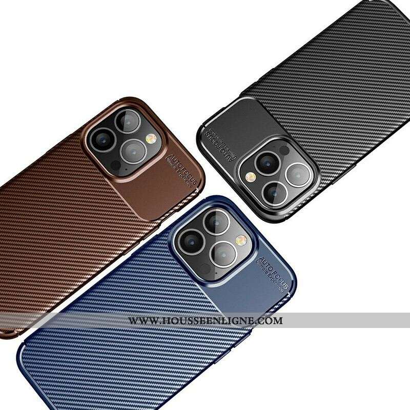 Coque iPhone 13 Pro Flexible Texture Fibre Carbone