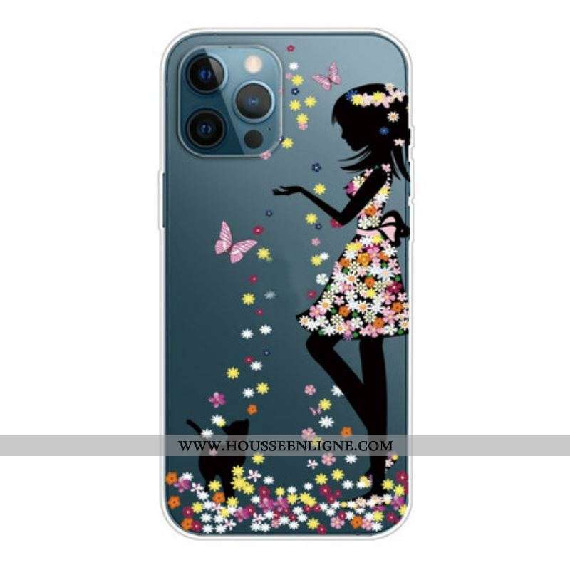 Coque iPhone 13 Pro Jeune Fille Fleurie