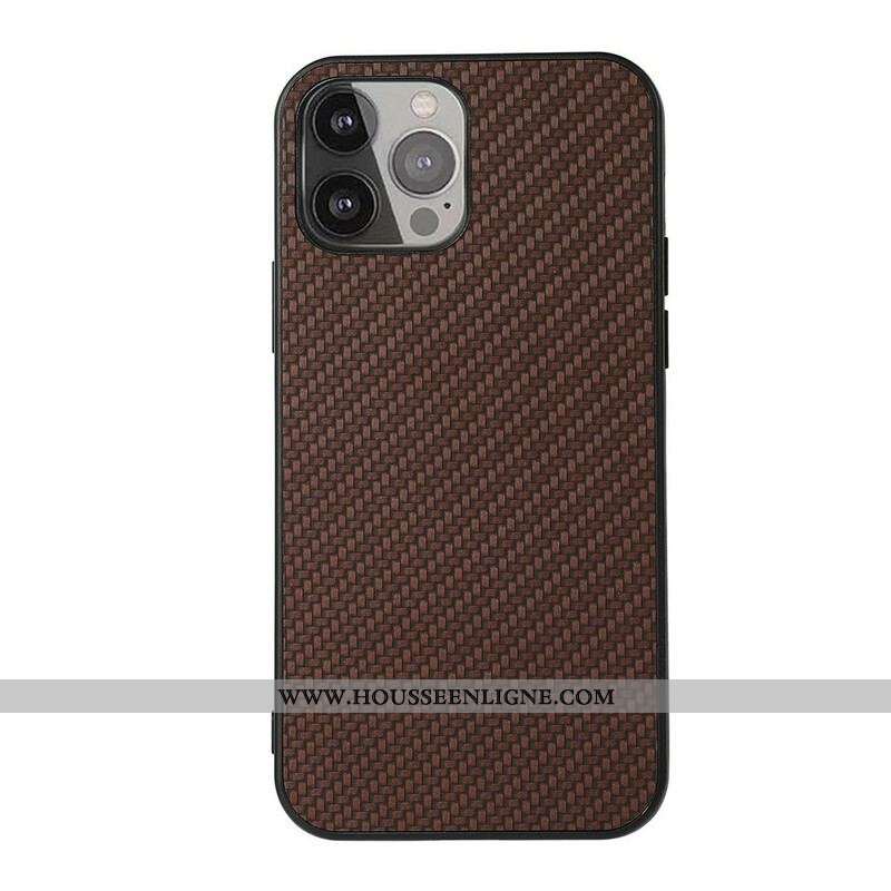 Coque iPhone 13 Pro Max Effet Cuir Texture Fibre Carbone
