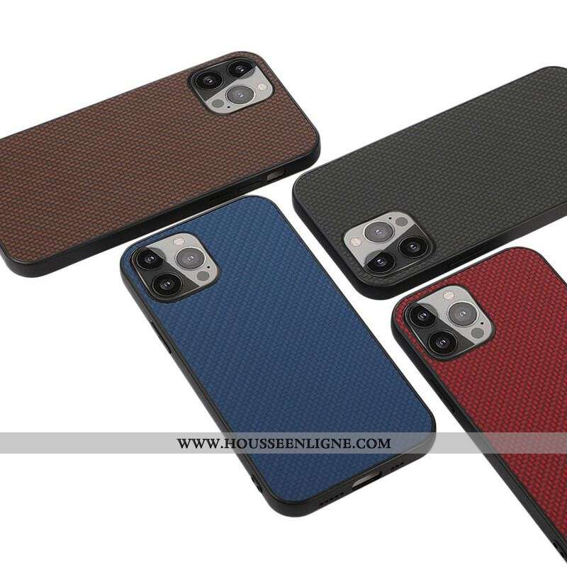 Coque iPhone 13 Pro Max Effet Cuir Texture Fibre Carbone