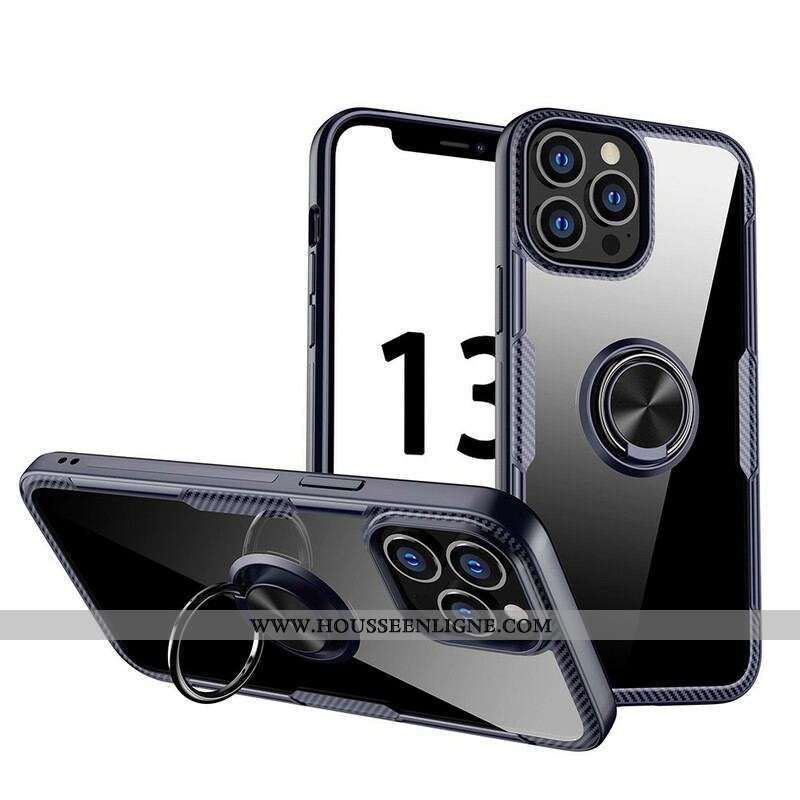 Coque iPhone 13 Pro Max Fibre Carbone Anneau Métallique
