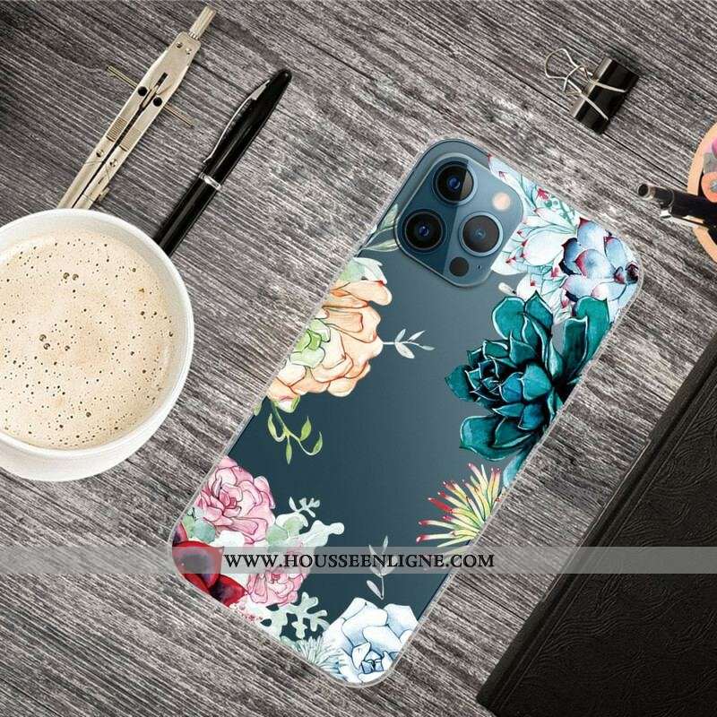 Coque iPhone 13 Pro Max Fleurs Aquarelle
