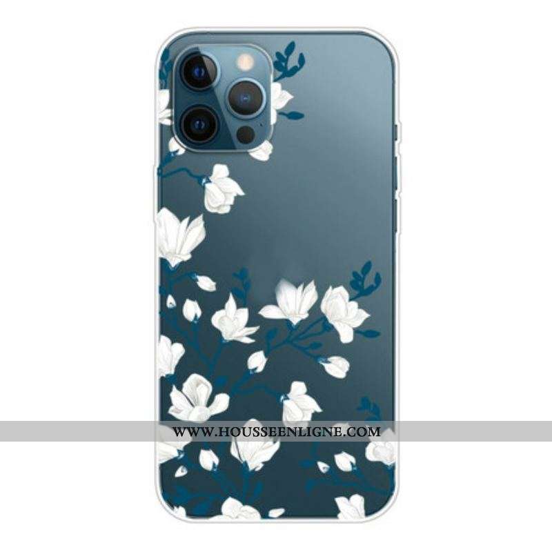 Coque iPhone 13 Pro Max Fleurs Blanches