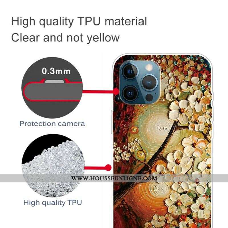 Coque iPhone 13 Pro Max Flexible Fleurs