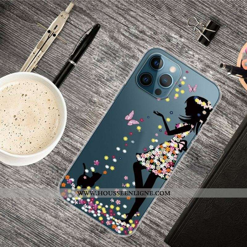 Coque iPhone 13 Pro Max Jeune Fille Fleurie