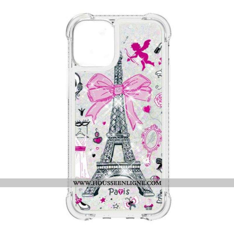 Coque iPhone 13 Pro Max La Tour Eiffel Paillettes