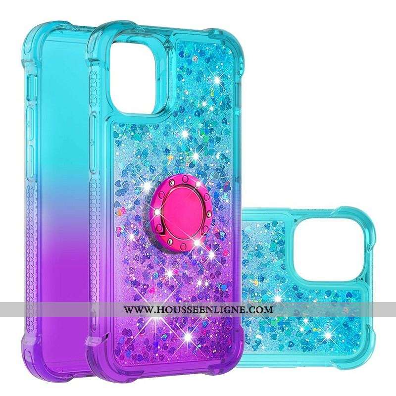 Coque iPhone 13 Pro Max Paillettes Anneau-Support