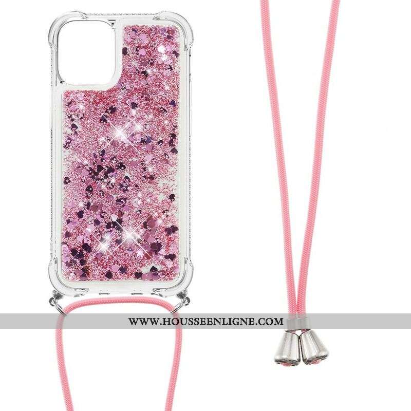 Coque iPhone 13 Pro Max Paillettes à Cordon